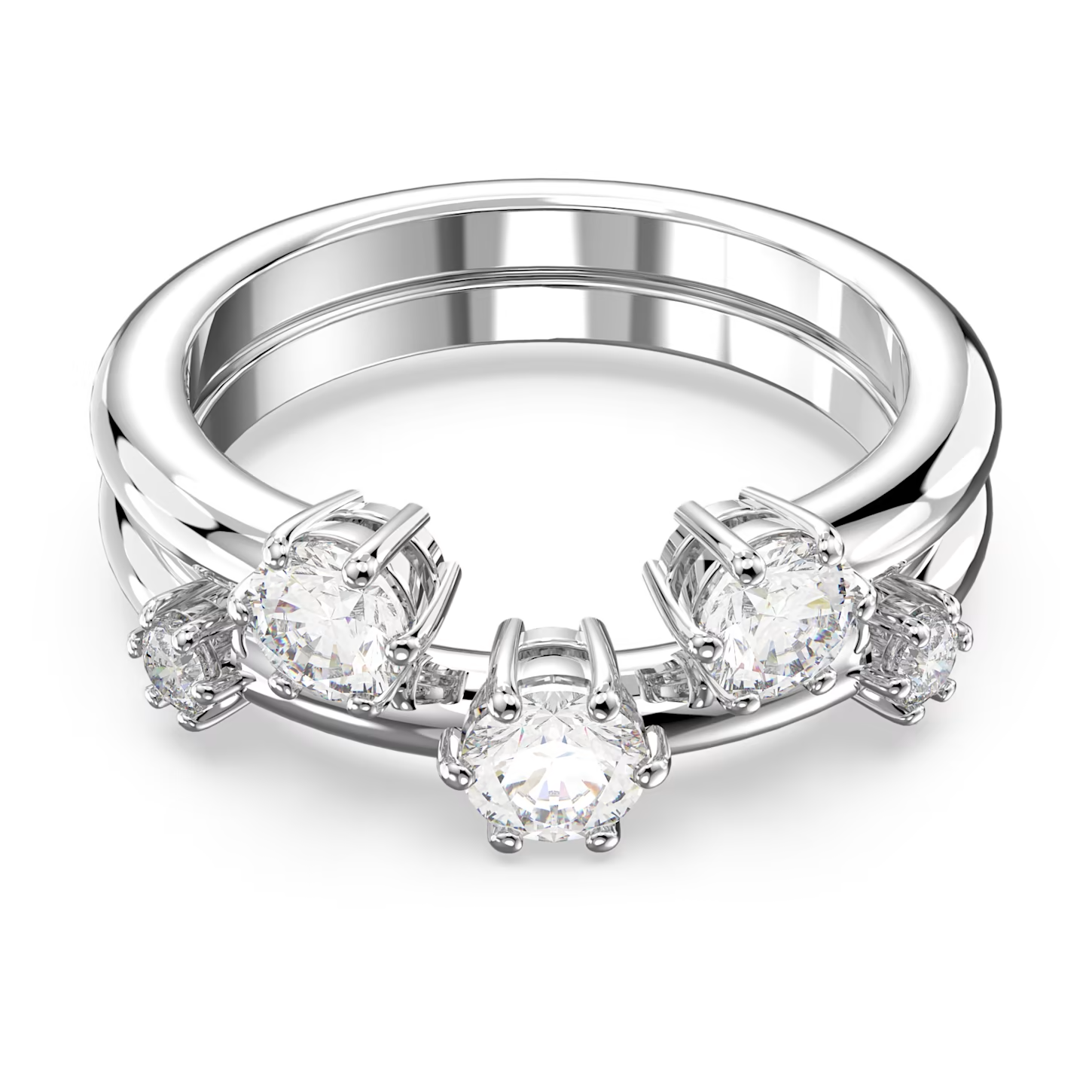 Swarovski Constella ring Set (2) Ronde slijpvorm Zilverkleurig/Wit