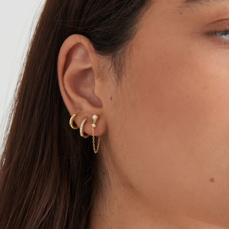 Ania Haie Ear Edit oorbellen - Mini Hoop Sparkle Goldplated E035-17G