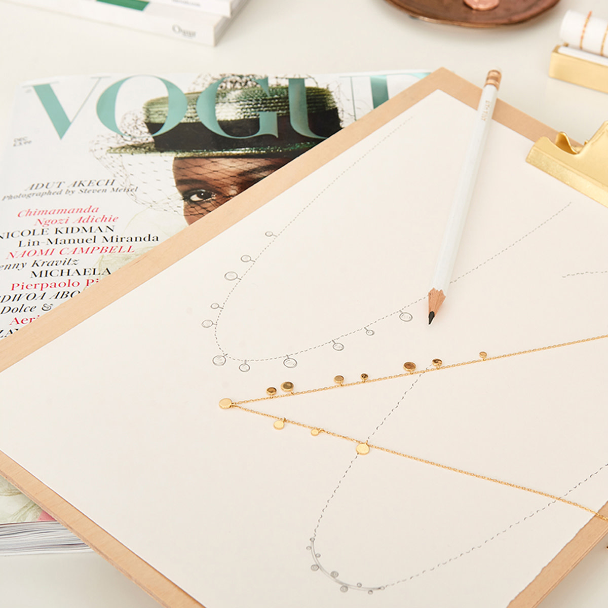 Ania Haie Geometry Class ketting met hanger - Mixed Discs Goldplated N005-01G