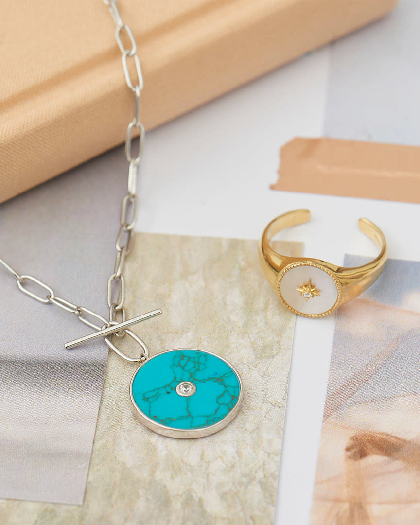 Ania Haie Hidden Gem ketting met hanger - Turquoise T-Bar Silver N022-04H