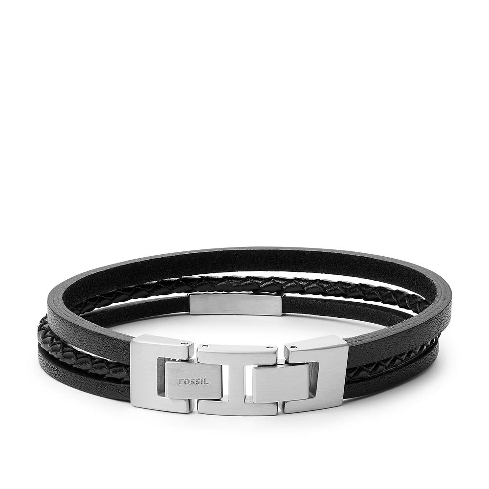 Fossil Leren Multi-Strand armband (Zwart) JF03322040