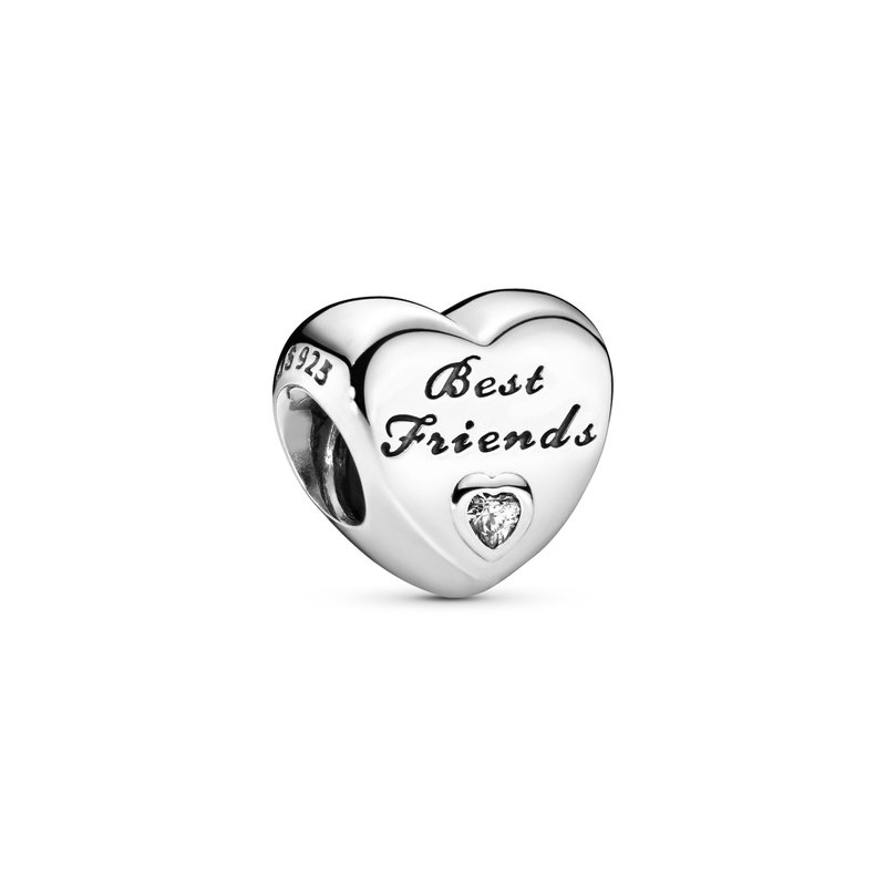Pandora Gepolijste Hart Bedel met Tekst Best Friends 791727CZ