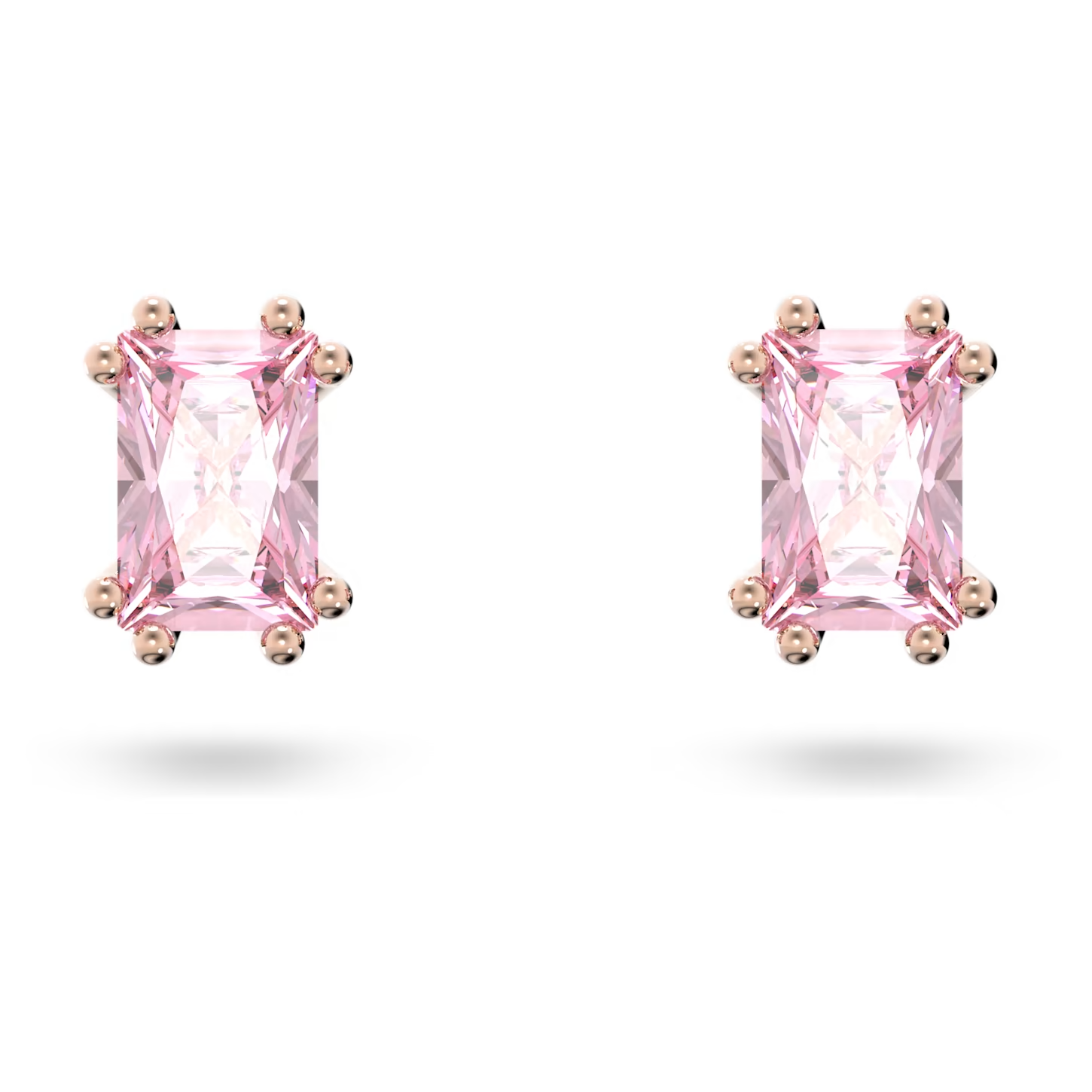 Swarovski Stilla oorbellen Stud Cushion cut roze 5639136