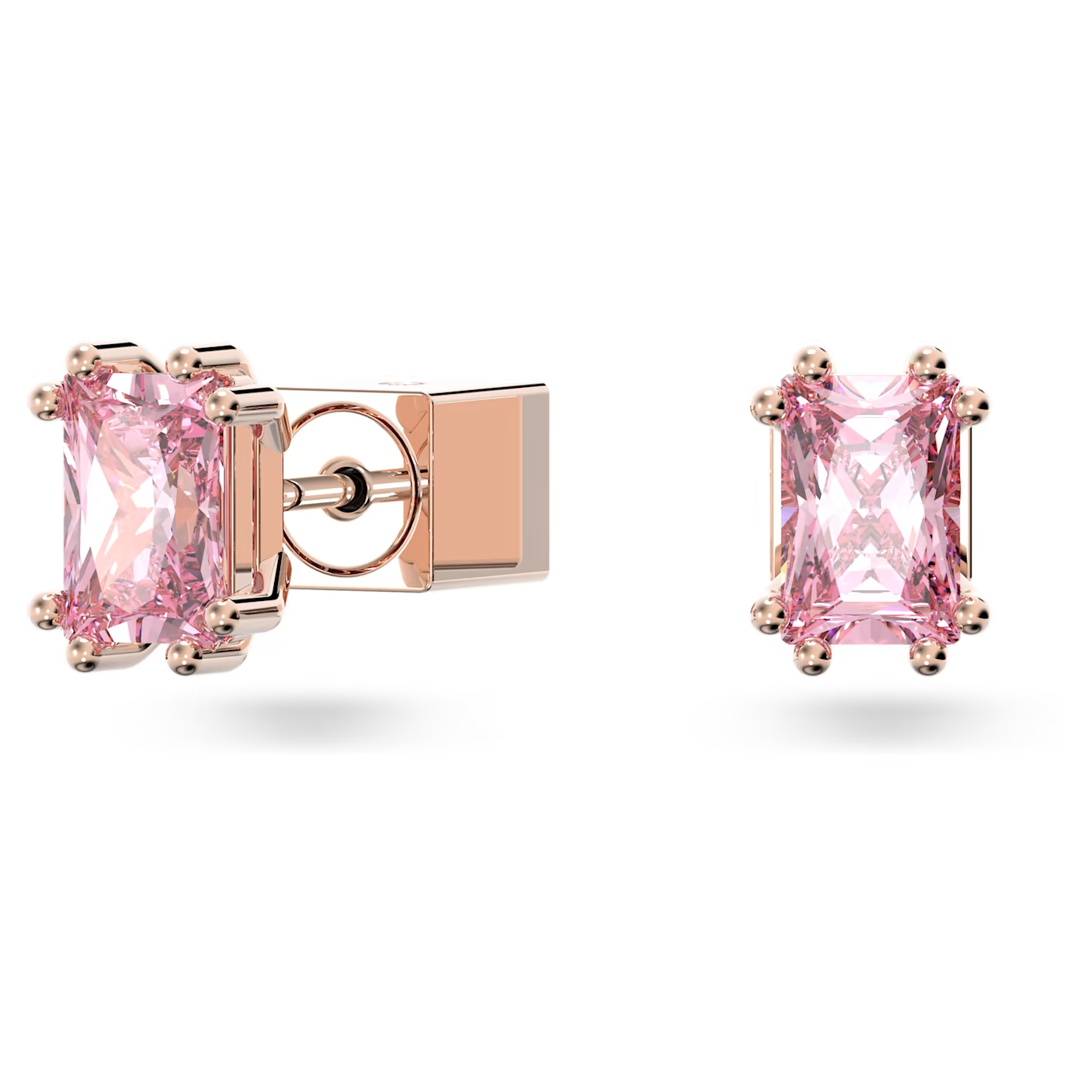 Swarovski Stilla oorbellen Stud Cushion cut roze 5639136
