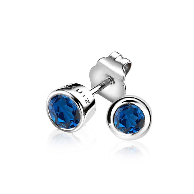 Zinzi Zilveren oorbellen - Rond (5 mm CZ Blauw) ZIO322DB