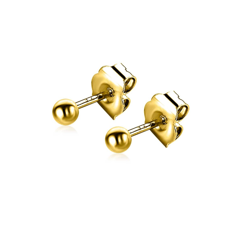 Zinzi Geel vergulde zilveren oorbellen - Bol (3 mm) ZIO805G