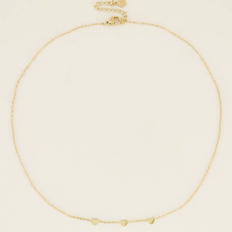 My Jewellery Ketting met 3 hartjes - Goudkleurig MJ01901-1200