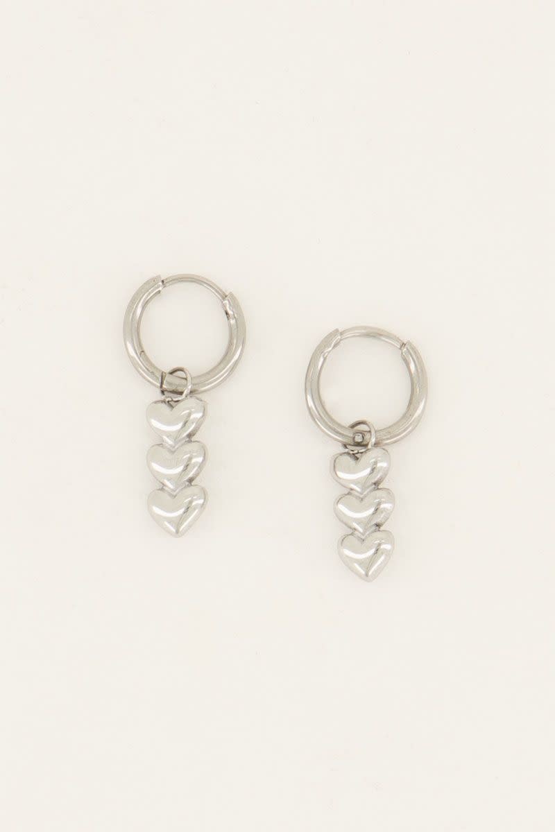My Jewellery Earring three hearts - Zilverkleurig MJ06708-1500