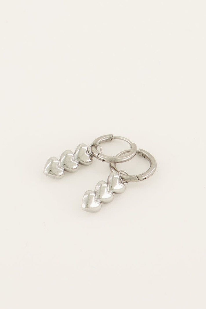 My Jewellery Earring three hearts - Zilverkleurig MJ06708-1500