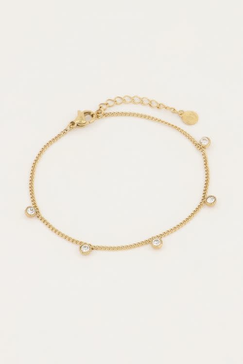 My Jewellery Armbandje vijfstrass steentjes - Goudkleurig MJ04797-1200