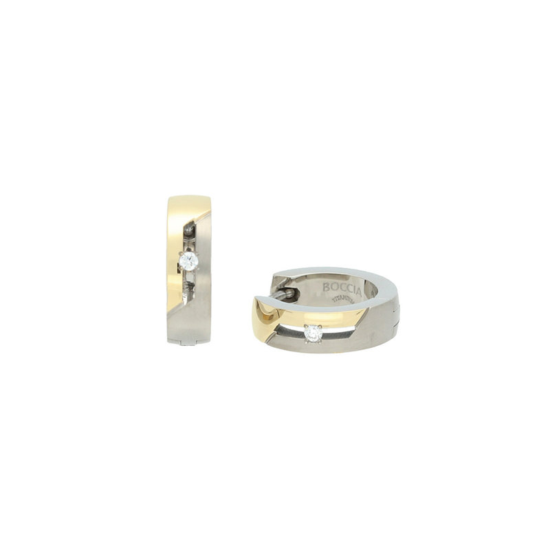 Boccia Goldplated titanium oorringen met diamant (0,02 crt. briljant H/SI1) 05045-04