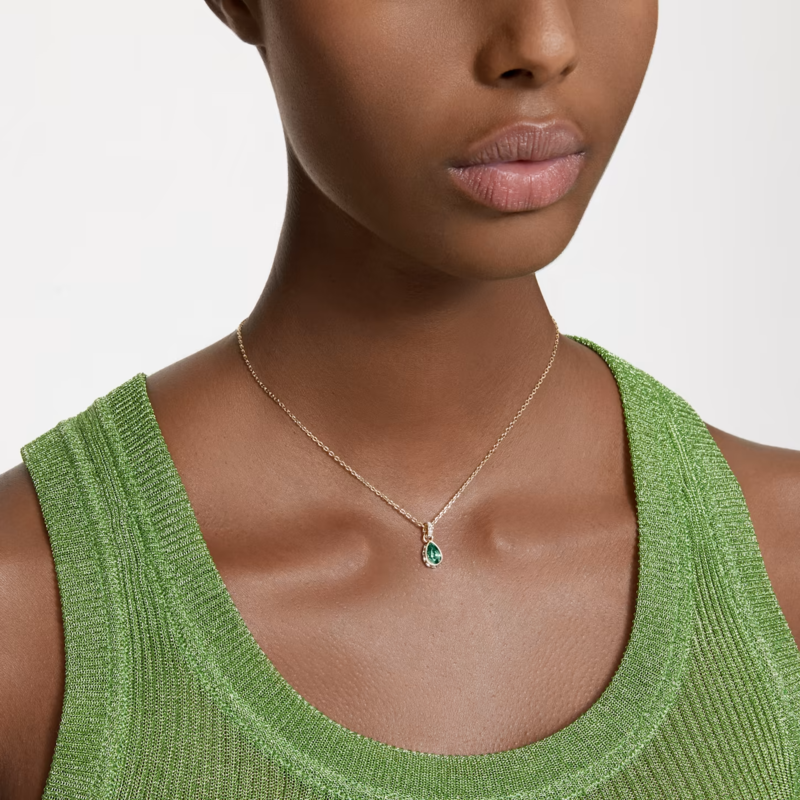 Swarovski Chroma ketting met hanger Peervorm Goudkleurig/Groen (38 - 42,5 cm) 5648751