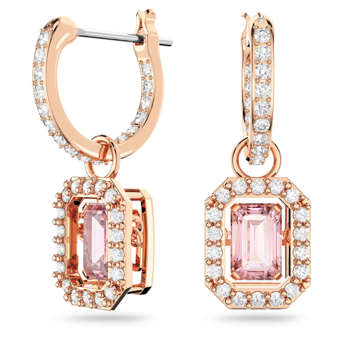 Swarovski Una oorbellen Octagon Cut Rosé/Roze 5649474