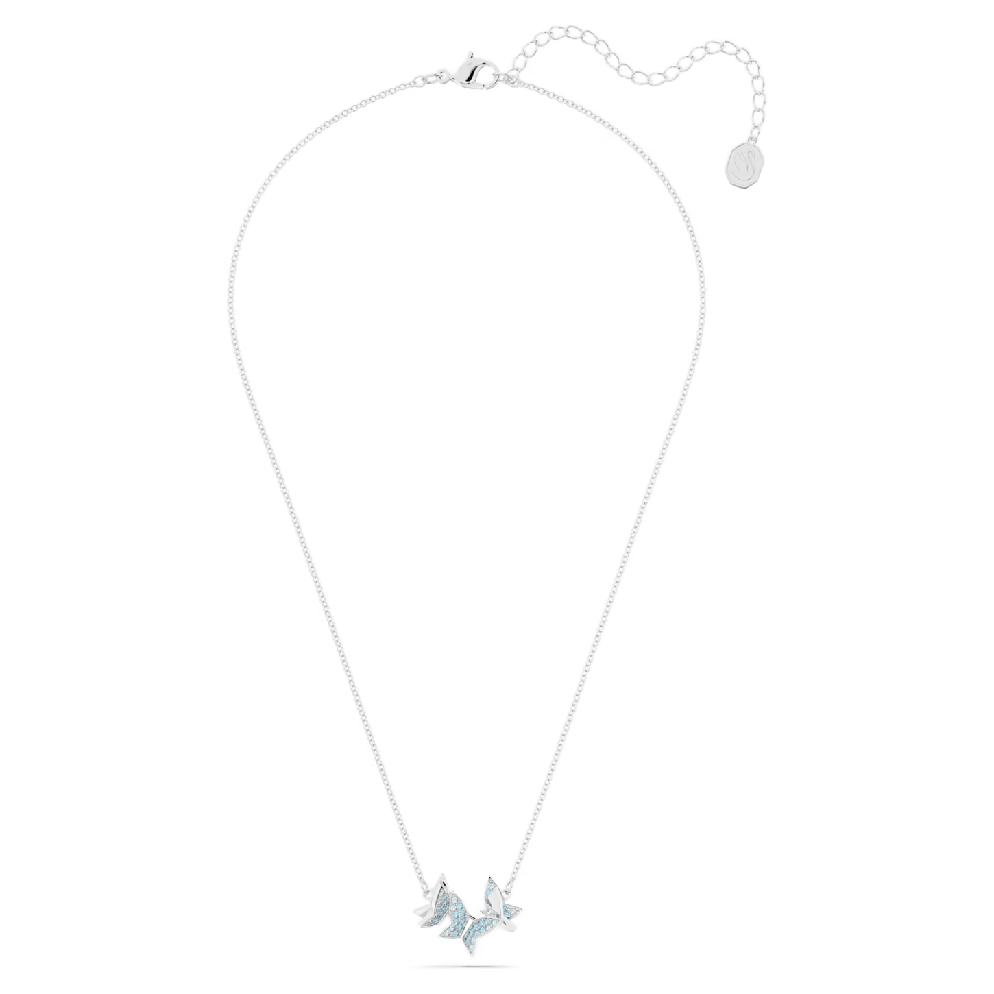 Swarovski Lilia ketting met hanger Vlinder Zilverkleurig/Blauw (38 - 43 cm) 5662181