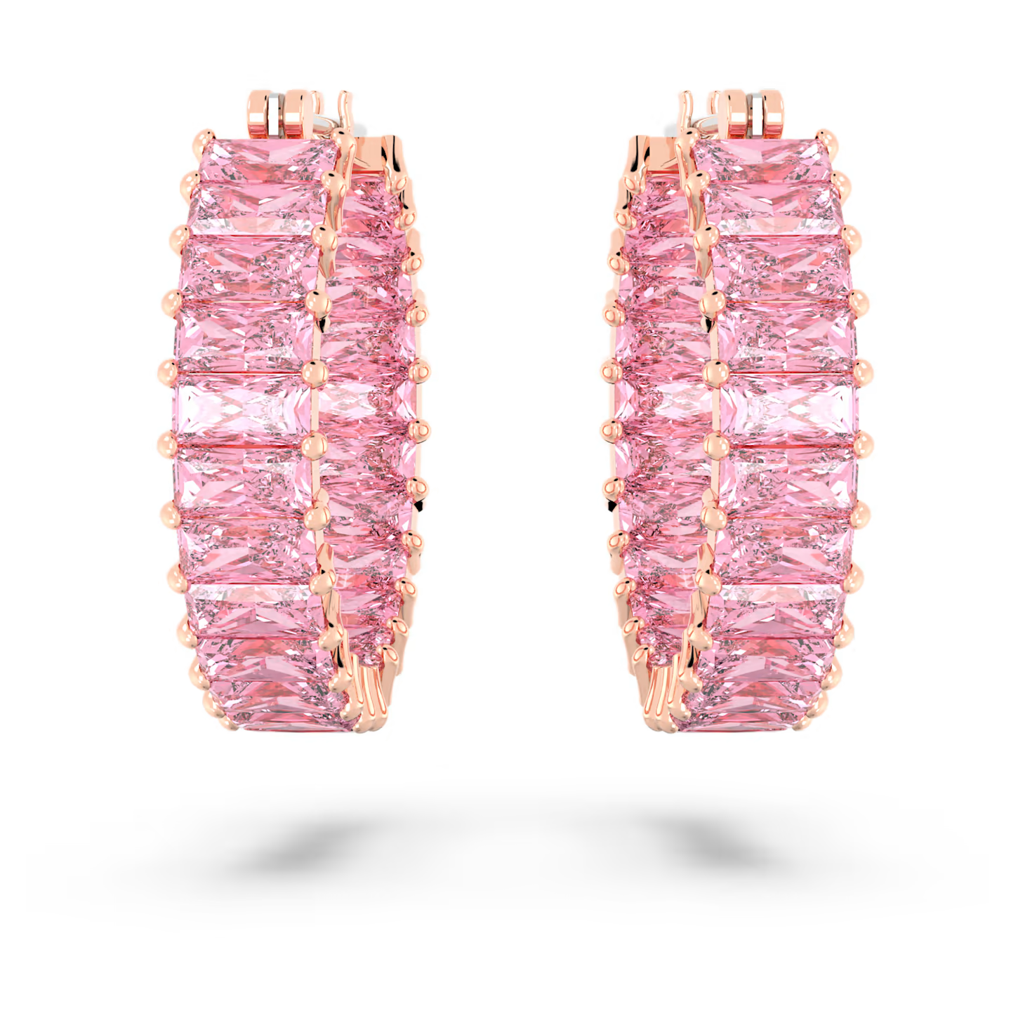 Swarovski Matrix oorbellen Baguette - slijpvorm Rosé/Roze (2,2 cm) 5657726