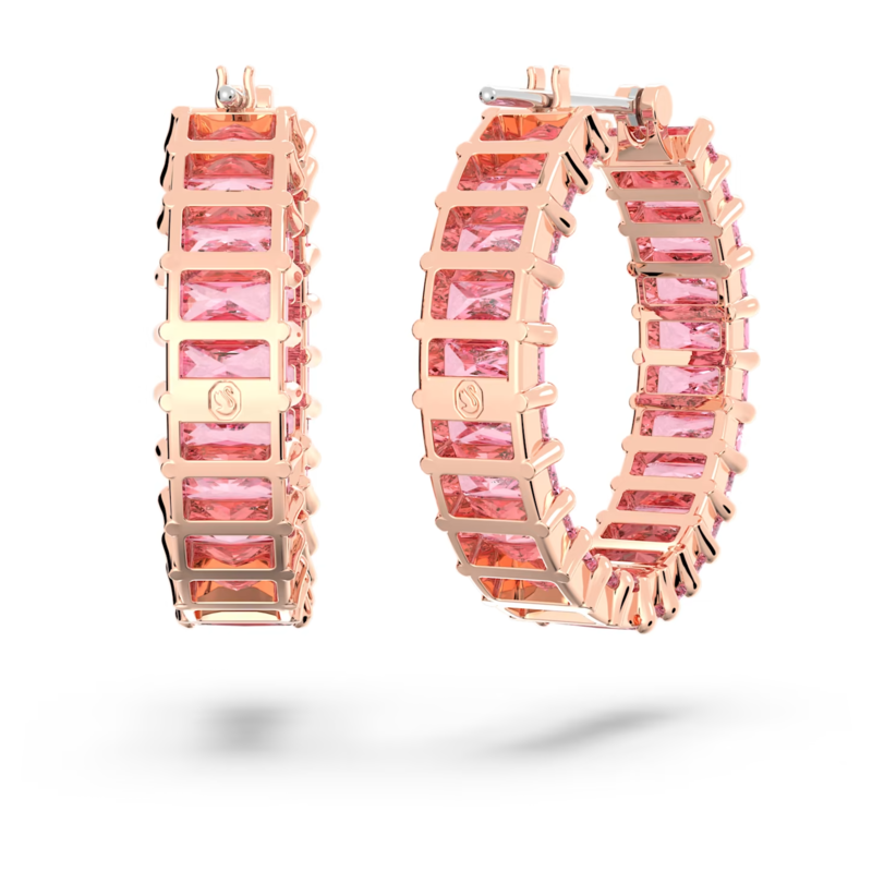Swarovski Matrix oorbellen Baguette - slijpvorm Rosé/Roze (2,2 cm) 5657726
