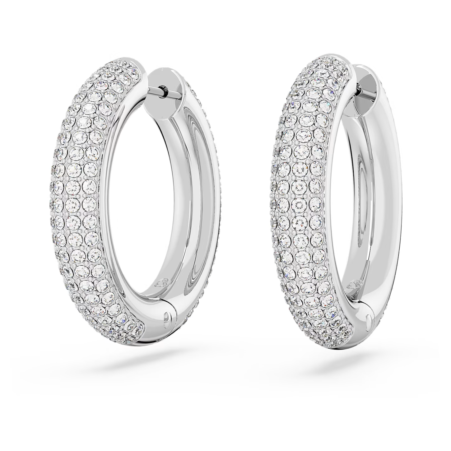Swarovski Dextera oorbellen Hoop pave gezet Zilverkleurig, Wit (2,5 cm) 5651392