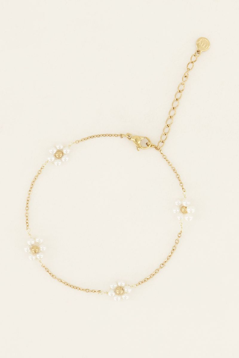 My Jewellery Armband met bloemen van parels - Goudkleurig MJ06986-1200