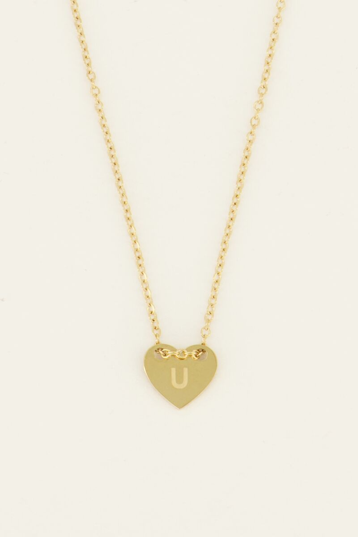My Jewellery Ketting initials on heart U - Goudkleurig MJ07876-1200U