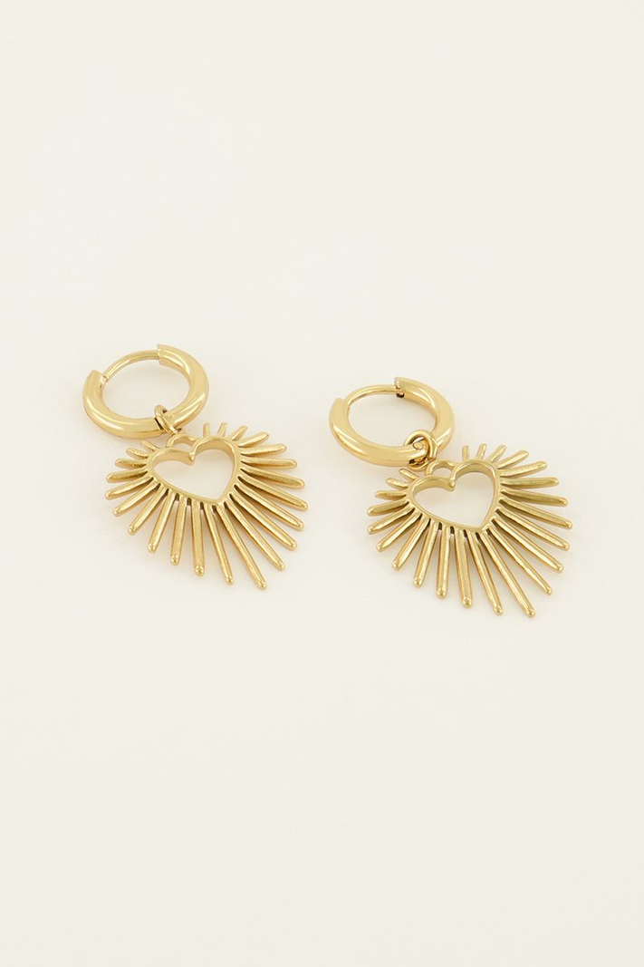 My Jewellery Ooringen met hart zonnestraal - Goudkleurig MJ07878-1200