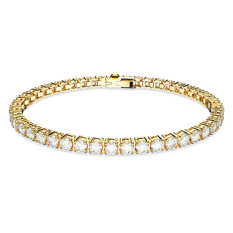 Swarovski Matrix armband Tennis round cut Goud/Wit (L) 5657662