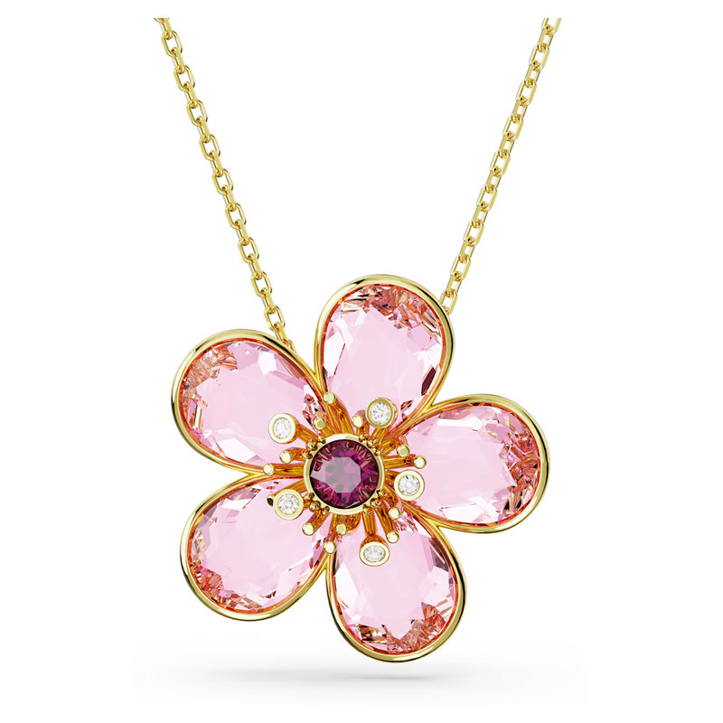 Swarovski Florere ketting met hanger Bloem Goud/Roze (S) 5657875