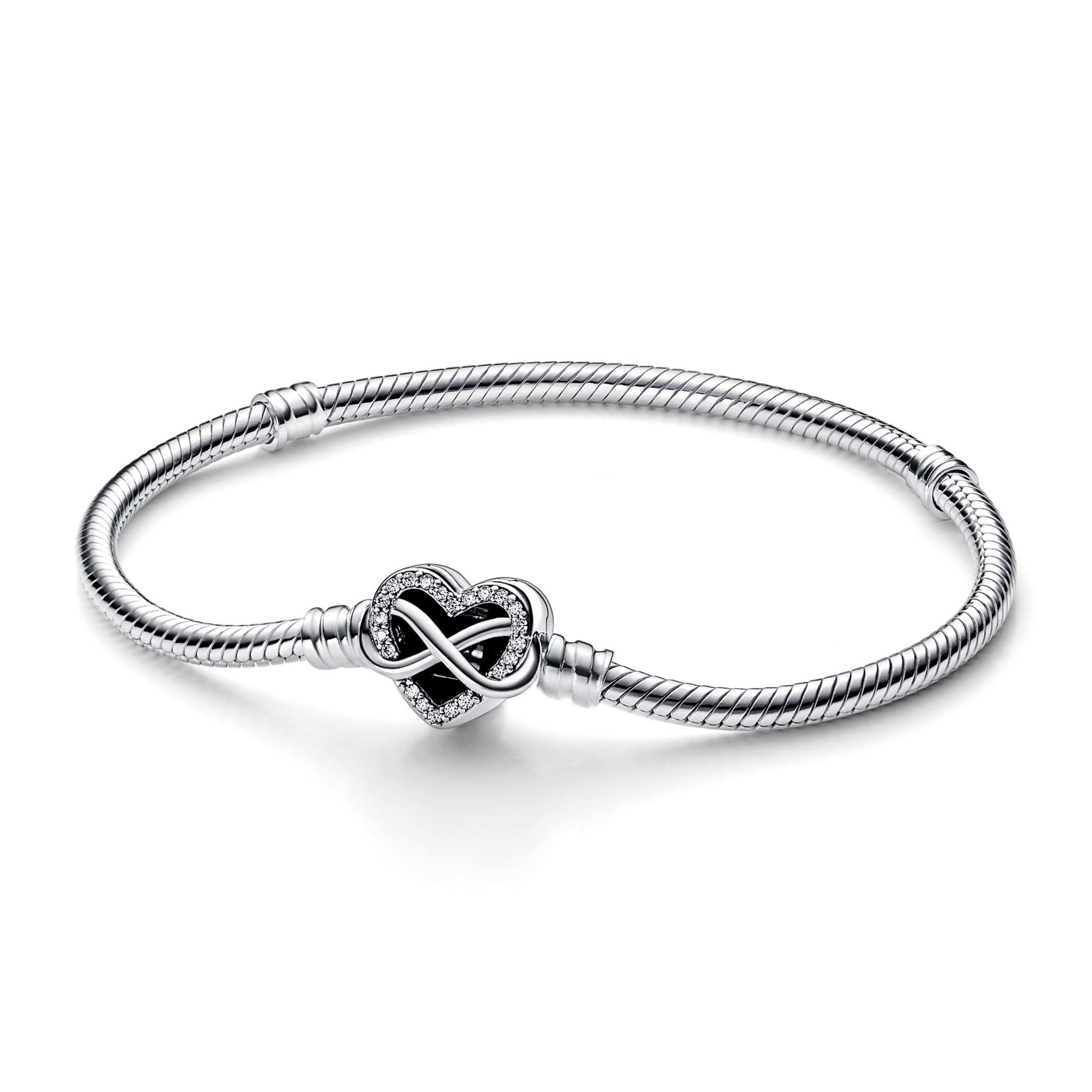 Pandora Pandora Moments Sprankelende Snake Chain Armband met Hartsluiting 592645C01