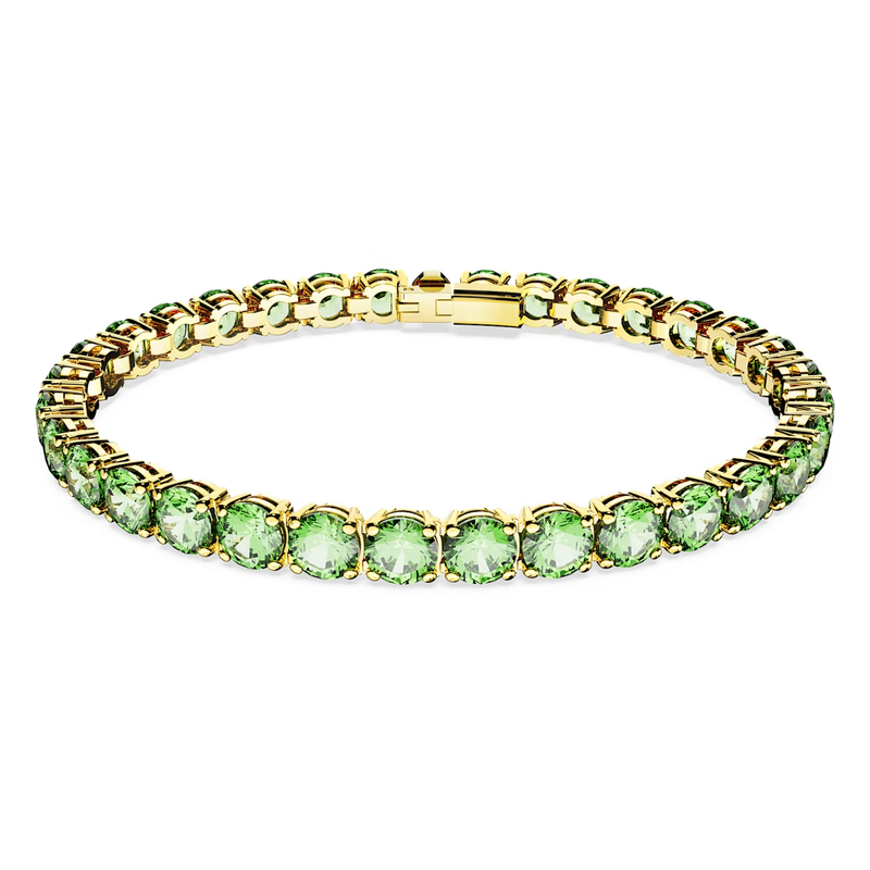 Swarovski Matrix armband Tennis round cut Goudkleurig/Groen (M) 5658849