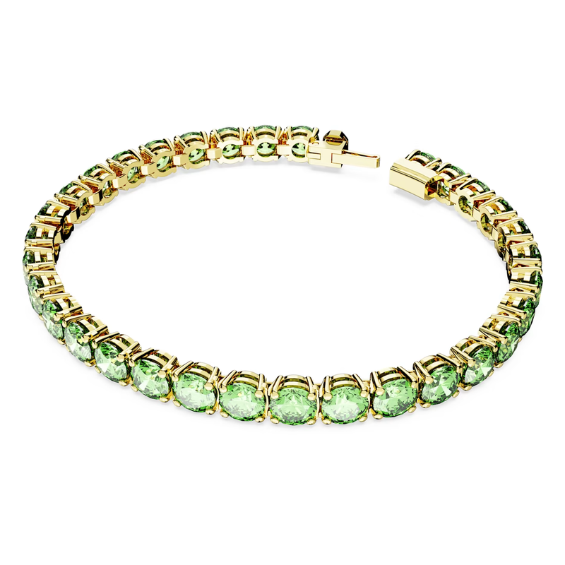 Swarovski Matrix armband Tennis round cut Goudkleurig/Groen (M) 5658849