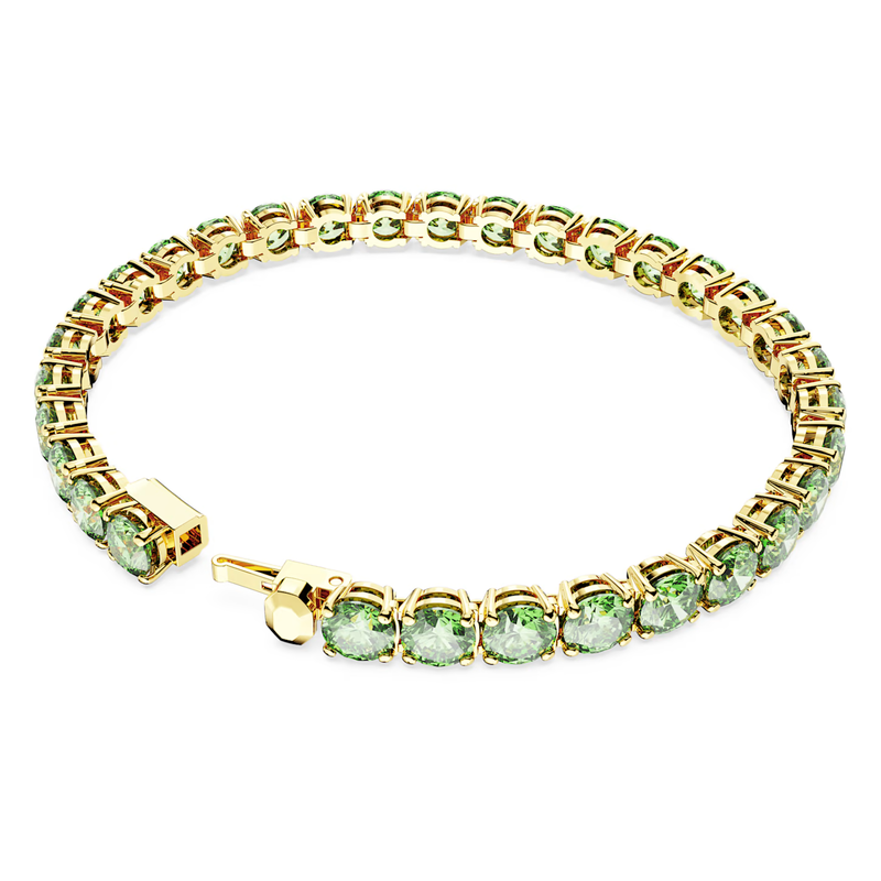 Swarovski Matrix armband Tennis round cut Goudkleurig/Groen (M) 5658849