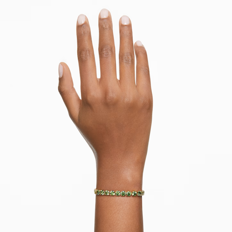 Swarovski Matrix armband Tennis round cut Goud/Groen (M) 5658849