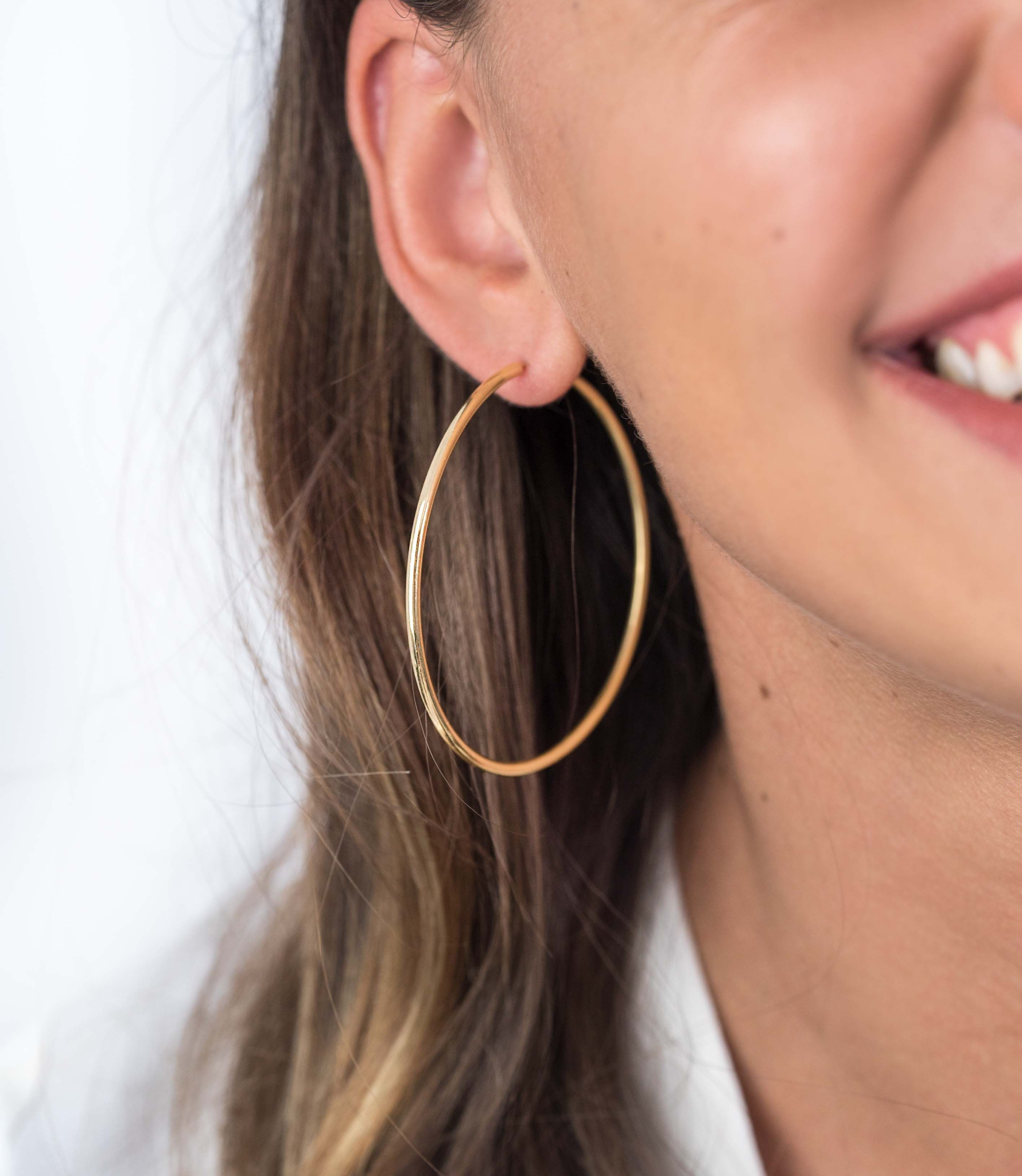 Zinzi Geel vergulde zilveren oorbellen - Ring (55 x 2 mm) ZIO437G