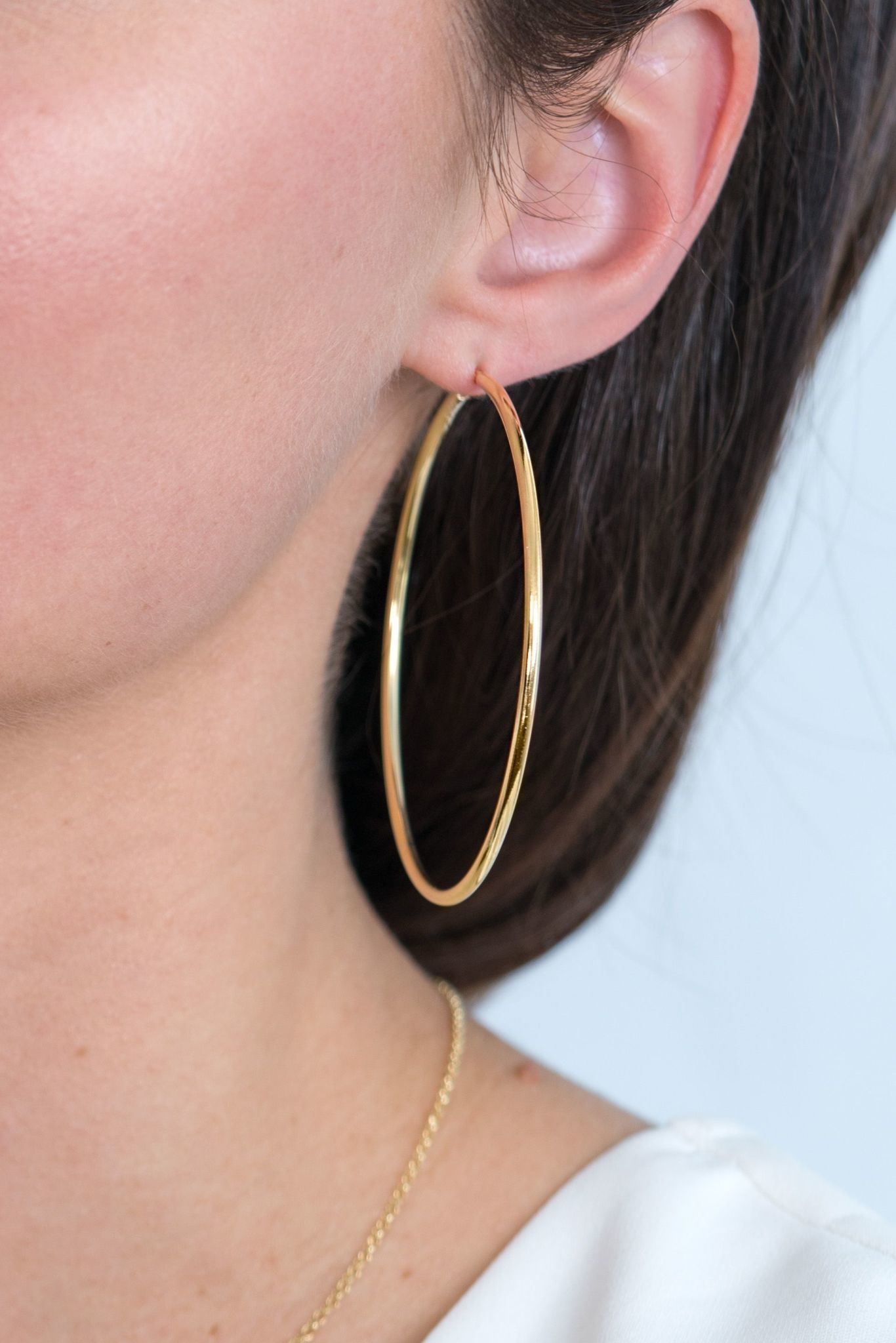 Zinzi Geel vergulde zilveren oorbellen - Ring 65 x 2 mm ZIO438G