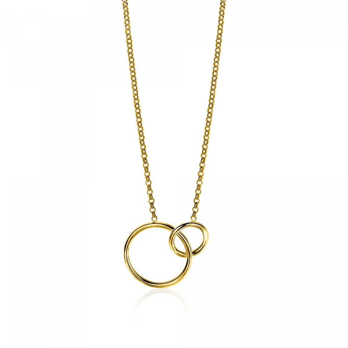 Zinzi Geel vergulde zilveren ketting - Verbonden Open Rondjes ZIC1278G