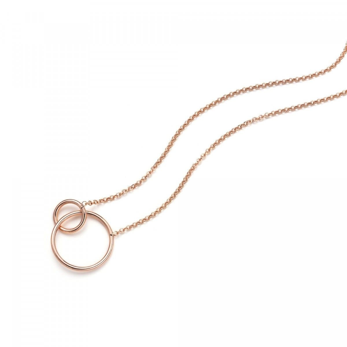 Zinzi Rosé vergulde zilveren ketting - Verbonden Open Rondjes ZIC1278R