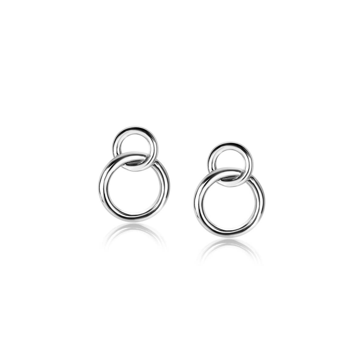 Zinzi Zilveren oorbellen - Verbonden Open Rondjes ZIO1278