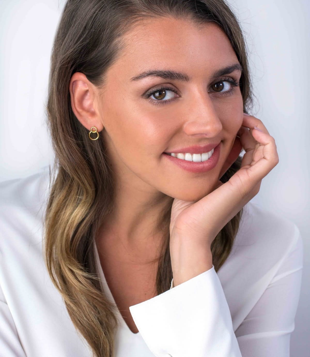 Zinzi Geel vergulde zilveren oorbellen - Verbonden Open Rondjes ZIO1278G