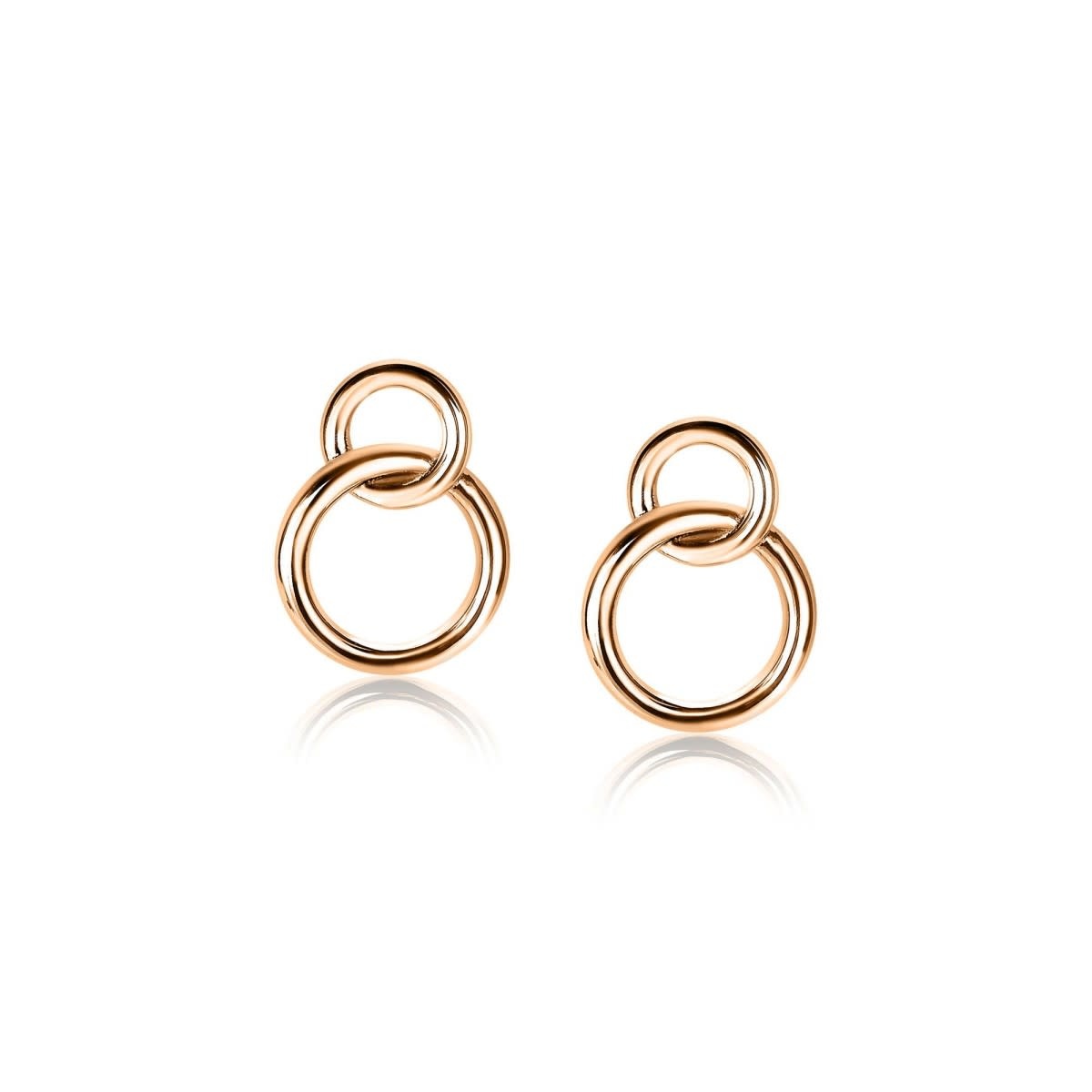 Zinzi Rosé vergulde zilveren oorbellen - Verbonden Open Rondjes ZIO1278R