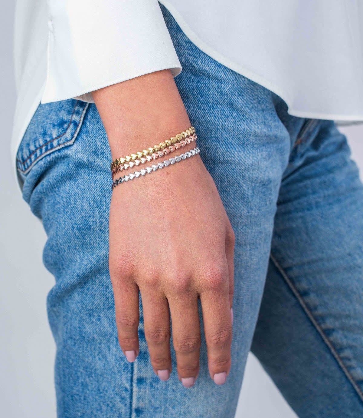 Zinzi Geel vergulde zilveren armband - Hartjes ZIA1798G