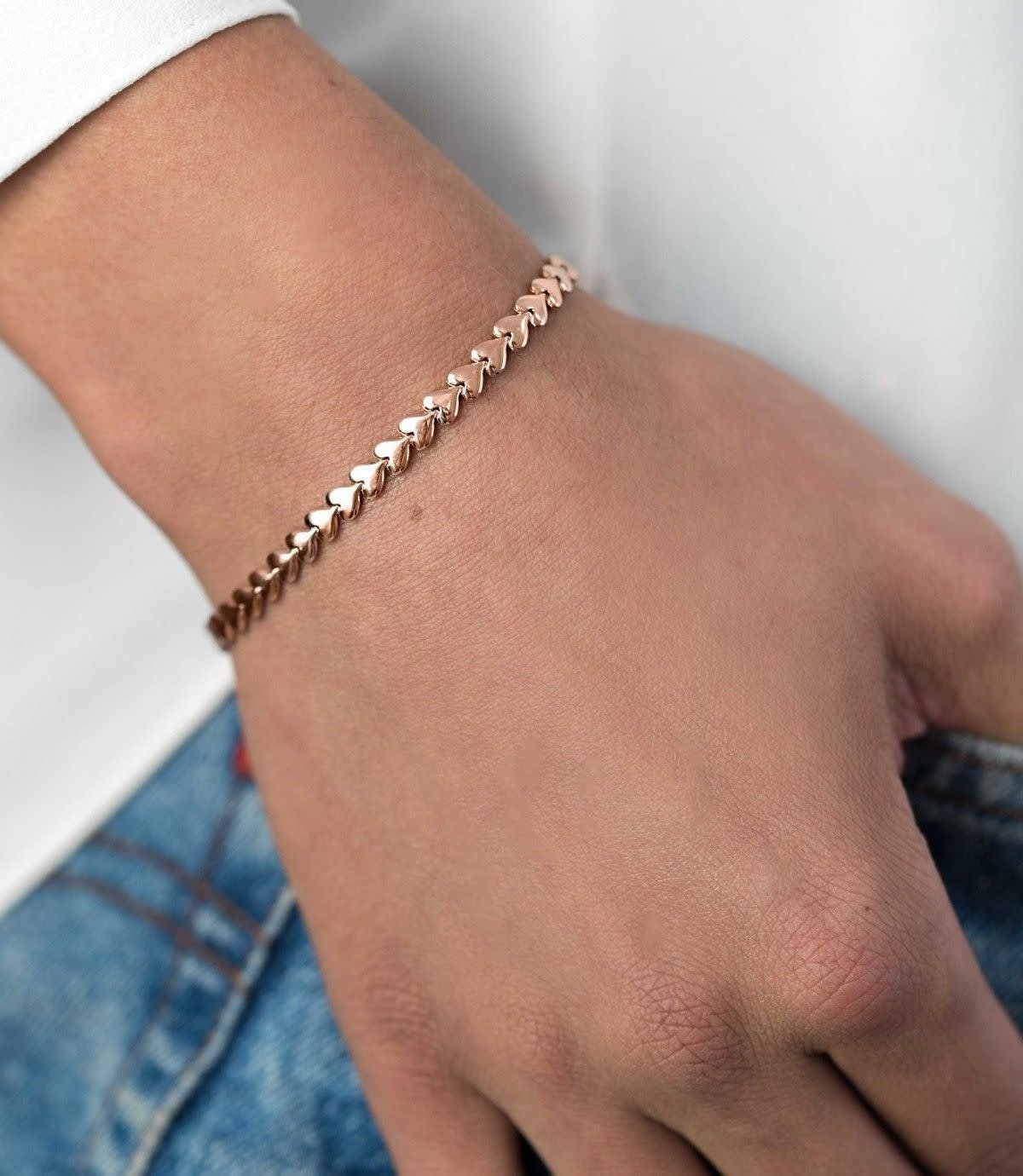 Zinzi Rosé vergulde zilveren armband - Hartjes ZIA1798R