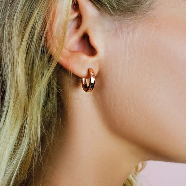 Zinzi Rosé vergulde zilveren oorbellen - Ring 15 x 3 mm ZIO191R