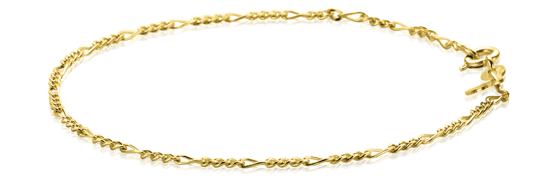 Zinzi Gold 14K Gouden armband - Figaro schakel (18 cm) ZGA294