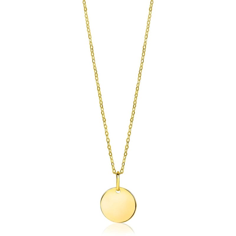 Zinzi Gold 14K Gouden ketting - Rond Plaatje ZGC254