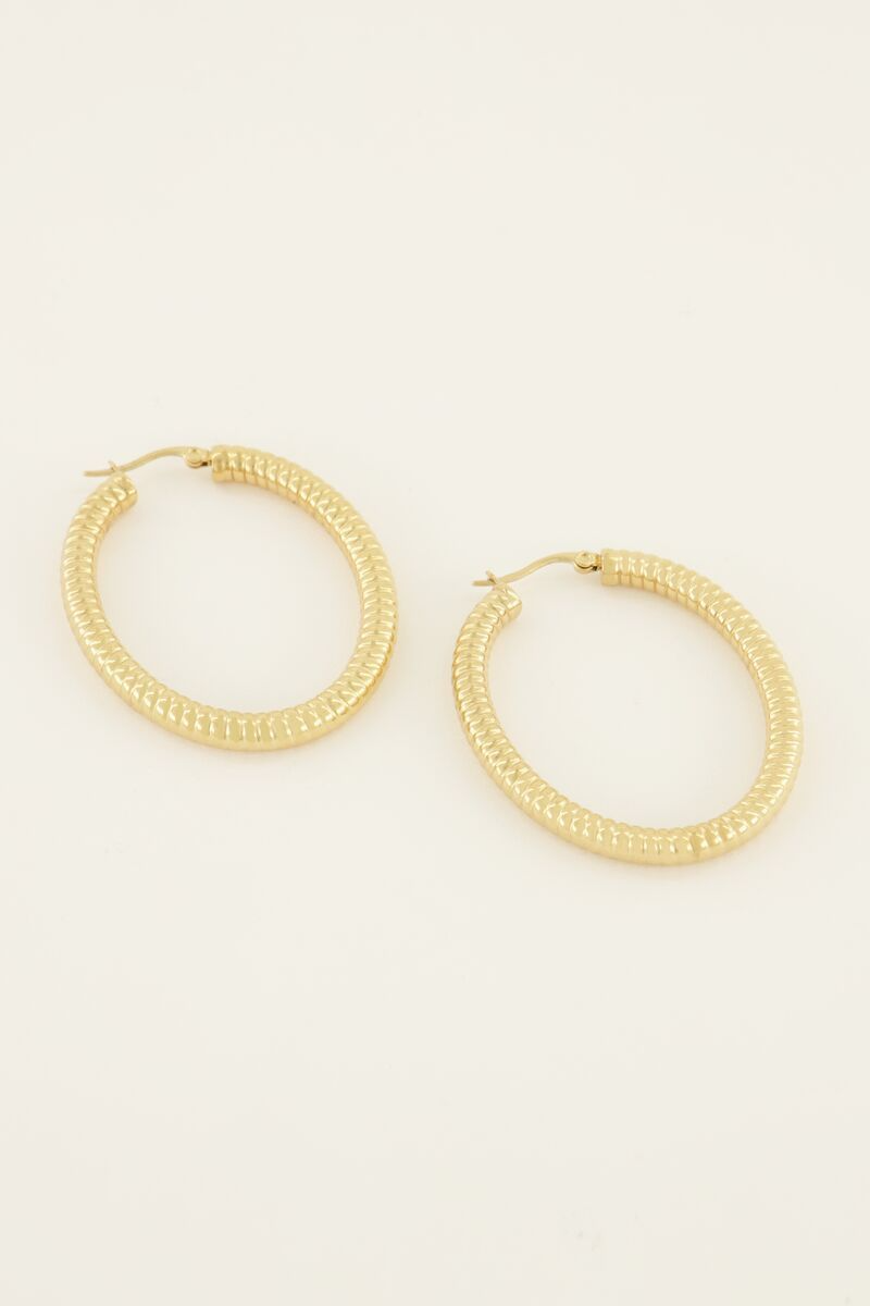 My Jewellery Oorringen ovaal geribbeld - Goud MJ07382-1200