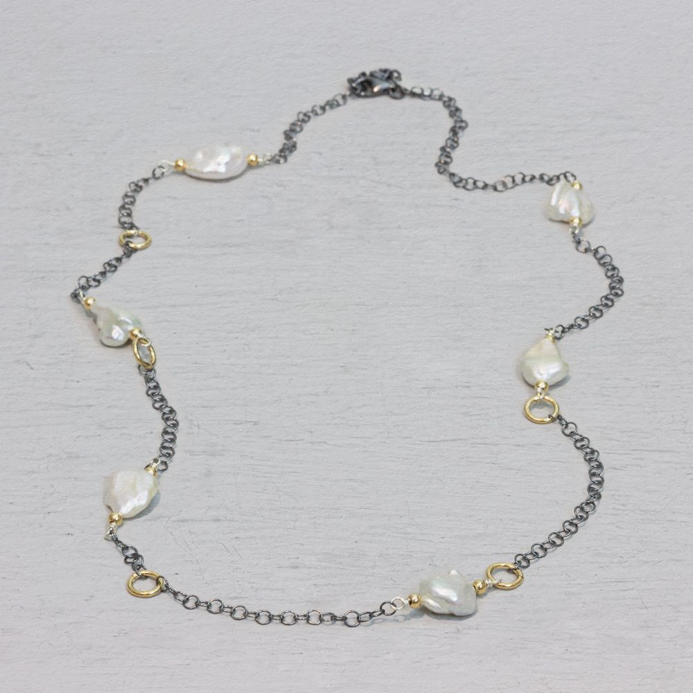 Jéh Jewels Touch of Gold collier - Parels en Goldfilled (Parel) 21068