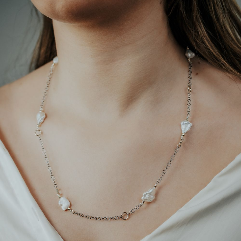 Jéh Jewels Touch of Gold collier - Parels en Goldfilled (Parel) 21068