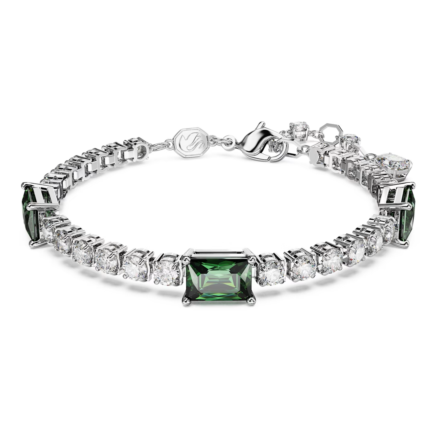 Swarovski Matrix armband Tennis verschillende slijpvormen Zilverkleurig/Groen (15,5 - 19,5 cm) 5666422
