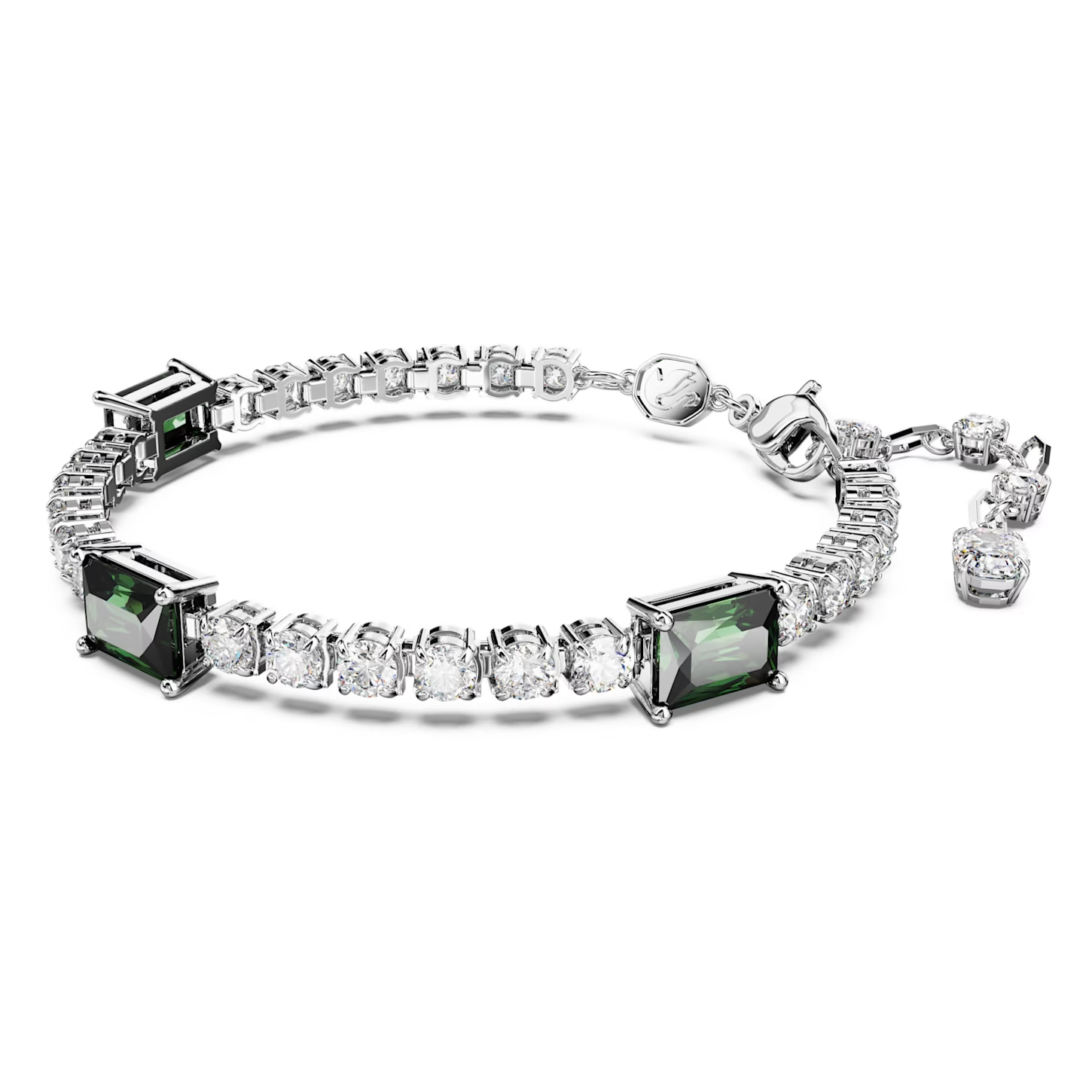 Swarovski Matrix armband Tennis verschillende slijpvormen Zilverkleurig/Groen (15,5 - 19,5 cm) 5666422