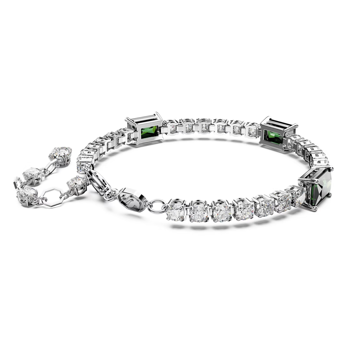 Swarovski Matrix armband Tennis verschillende slijpvormen Zilverkleurig/Groen (15,5 - 19,5 cm) 5666422