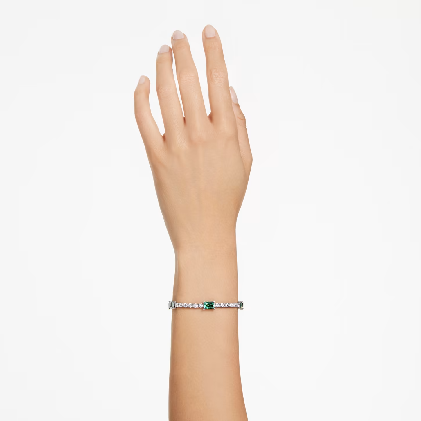 Swarovski Matrix armband Tennis verschillende slijpvormen Zilverkleurig/Groen (15,5 - 19,5 cm) 5666422